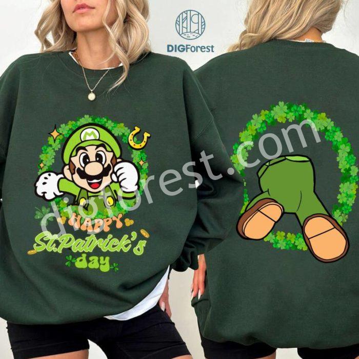 Two-sided Mario Shamrock St Patrick's Day Shirt | Super Mario Four Leaf Clover Shamrock Shirt, Let's get shamrocked Shirt