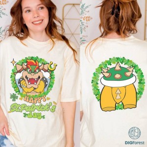 Two-sided Mario Bowser Shamrock St Patrick's Day Shirt | Super Mario Four Leaf Clover Shamrock Shirt, Let's get shamrocked Shirt