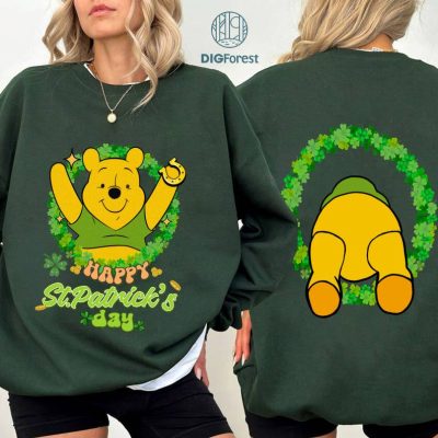 Two-sided Disney Winnie The Pooh Shamrock St Patrick's Day Shirt | Disneyland Four Leaf Clover Shamrock Shirt, Let's get shamrocked Shirt