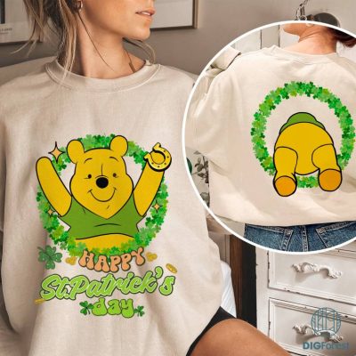 Two-sided Disney Winnie The Pooh Shamrock St Patrick's Day Shirt | Disneyland Four Leaf Clover Shamrock Shirt, Let's get shamrocked Shirt