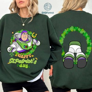 Two-sided Disney Buzz Lightyear Shamrock St Patrick's Day Shirt | Toy Story Disneyland Four Leaf Clover Shamrock Shirt, Let's get shamrocked Shirt