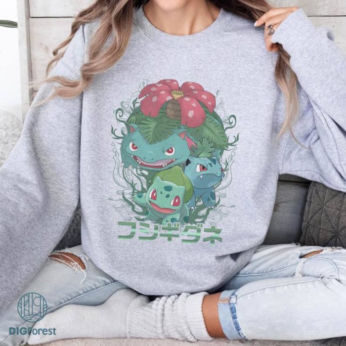 Bulbasaur Evolution PNG| Bulbasaur Ivysaur Venusaur Shirt | Pokemon Evolution Shirt | Pokeball Anime Japanese Shirt | Pokemon Game Shirt