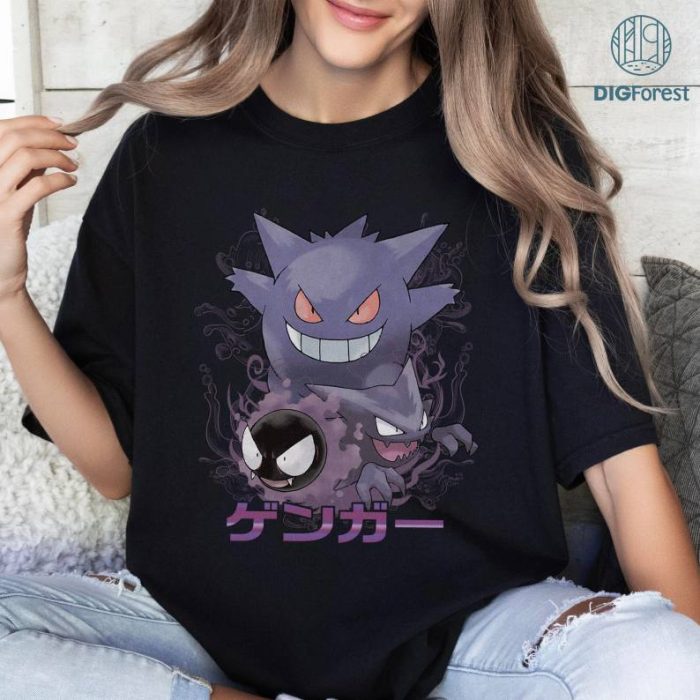 Gengar Evolution PNG| Gengar Haunter Gastly Shirt | Pokemon Evolution Shirt | Pokeball Anime Japanese Shirt | Custom Pokemon Game Shirt