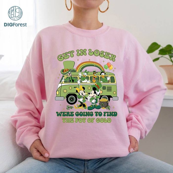 Disney Vintage Get In Loser St Patricks Day Png | Mickey & Friends Shamrock Irish Lucky Shirts | Shenanigans Family Patrick’s Tee | Irish Tee