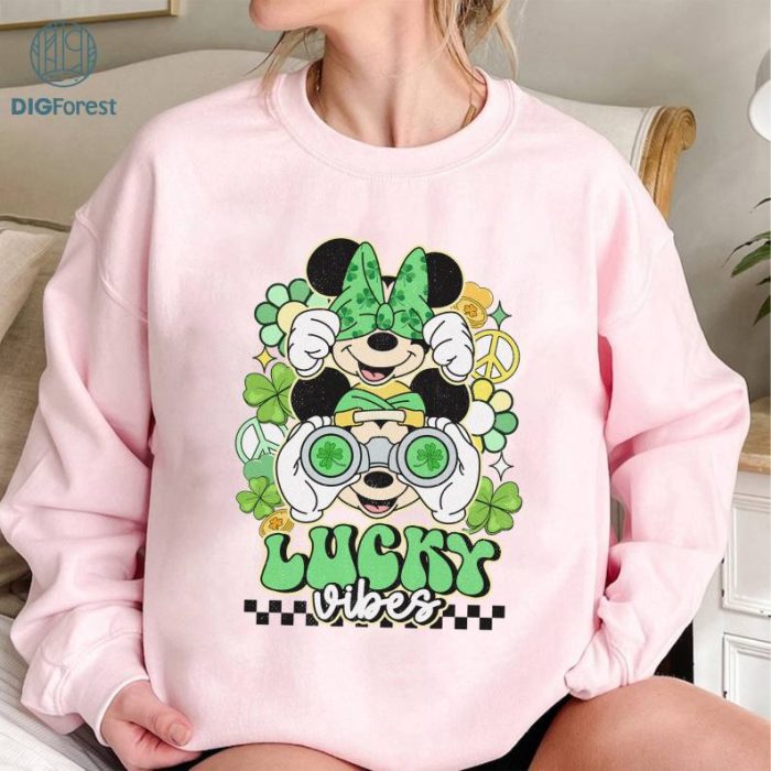 Disney Mickey Minnie Lucky Vibes PNG| Mickey Mouse Happy Patrick's Day Shirt | Mickey and Minnie Shirt | Disneyland Patrick's Day Shirt