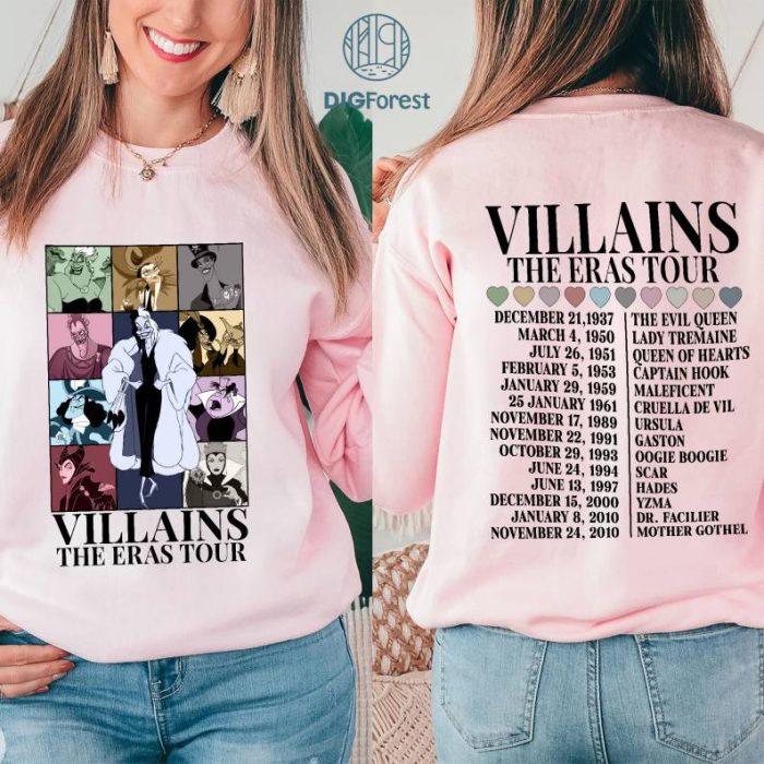 Disneyland Villains Cruella de Vil Eras Tour PNG, Disneyland Cruella de Vil Villains Shirt, Maleficent Ursula Shirt, Villain Squad Shirt