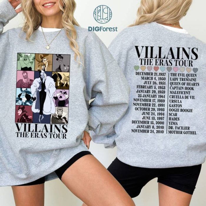 Disneyland Villains Cruella de Vil Eras Tour PNG, Disneyland Cruella de Vil Villains Shirt, Maleficent Ursula Shirt, Villain Squad Shirt