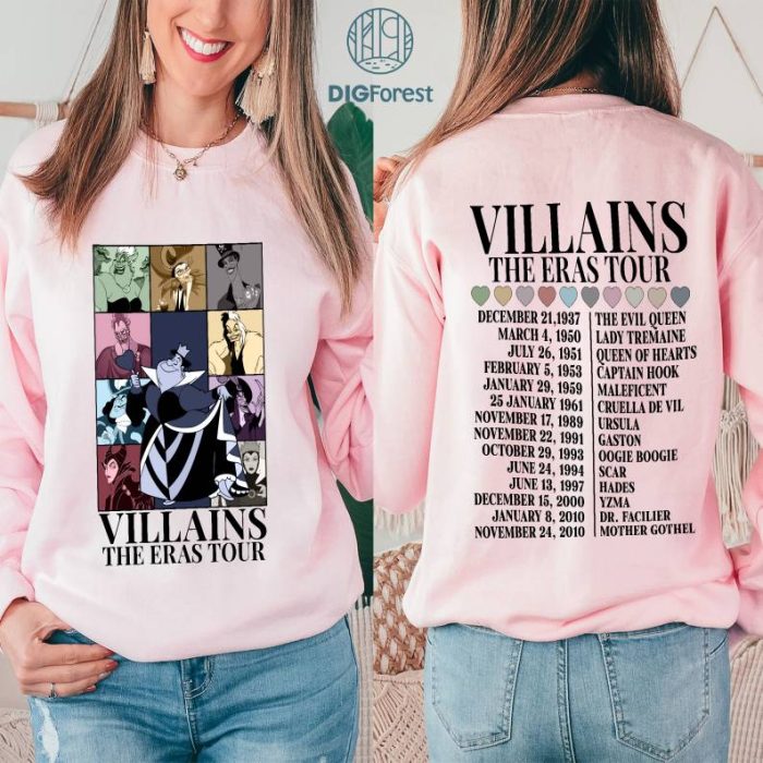 Disneyland Villains Queen of Hearts Eras Tour PNG, Disneyland Villains Shirt, Maleficent Ursula Hades Shirt, Villain Squad Shirt