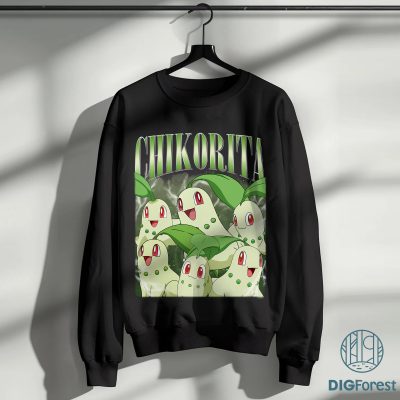 Chikorita Shirt | Chikorita Bayleef Meganium Shirt | Anime Japanese Pokemon Sweatshirt | Pikachu Family Birthday Tee