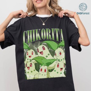 Chikorita PNG, Chikorita Bayleef Meganium Shirt, Chikorita Homage Shirt, Anime Japanese Sweatshirt, Pikachu Family Birthday Shirt