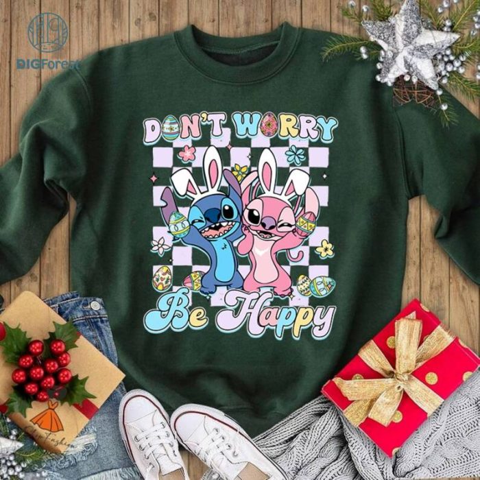 Disney Stitch Angel Easter Shirt, Don't Worry Be Hoppy Shirt, Disneyland Easter Family Shirs, Disneyland Trip Shirt, Disneyworld Easter Tee