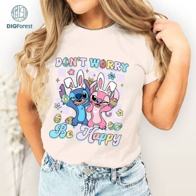 Disney Stitch Angel Easter Shirt, Don't Worry Be Hoppy Shirt, Disneyland Easter Family Shirs, Disneyland Trip Shirt, Disneyworld Easter Tee