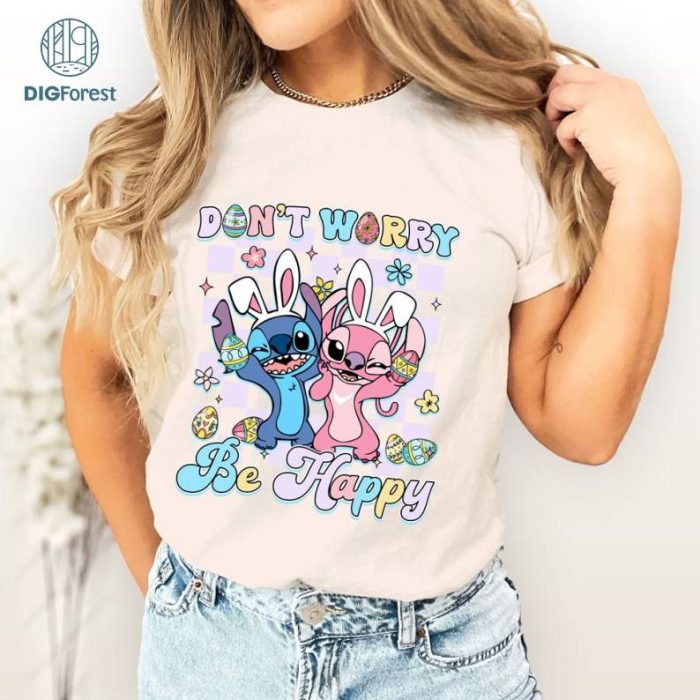 Disney Stitch Angel Easter Shirt, Don't Worry Be Hoppy Shirt, Disneyland Easter Family Shirs, Disneyland Trip Shirt, Disneyworld Easter Tee
