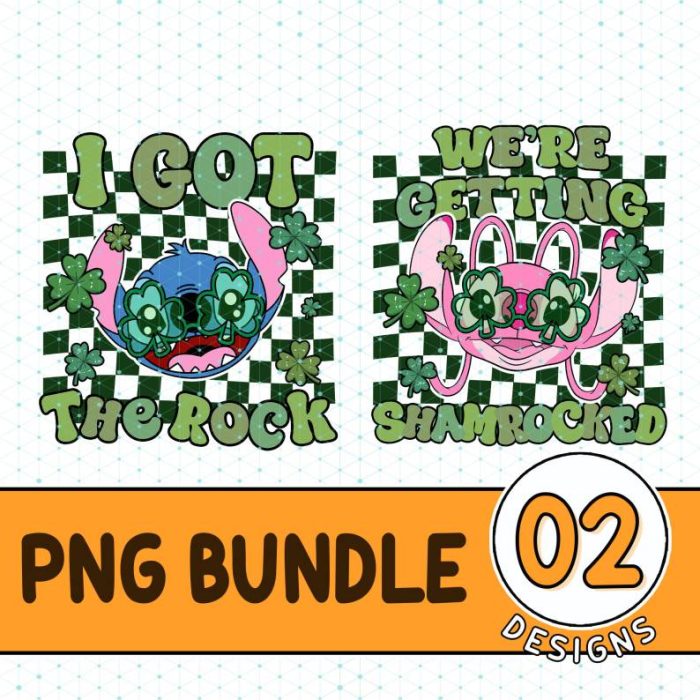 Disney Stitch Angel St Patrick's Day Bachelorette Party Bundle, Stitch St Patricks Day Png, I Got The Rock, We're Getting Shamrocked, Irish Shirt