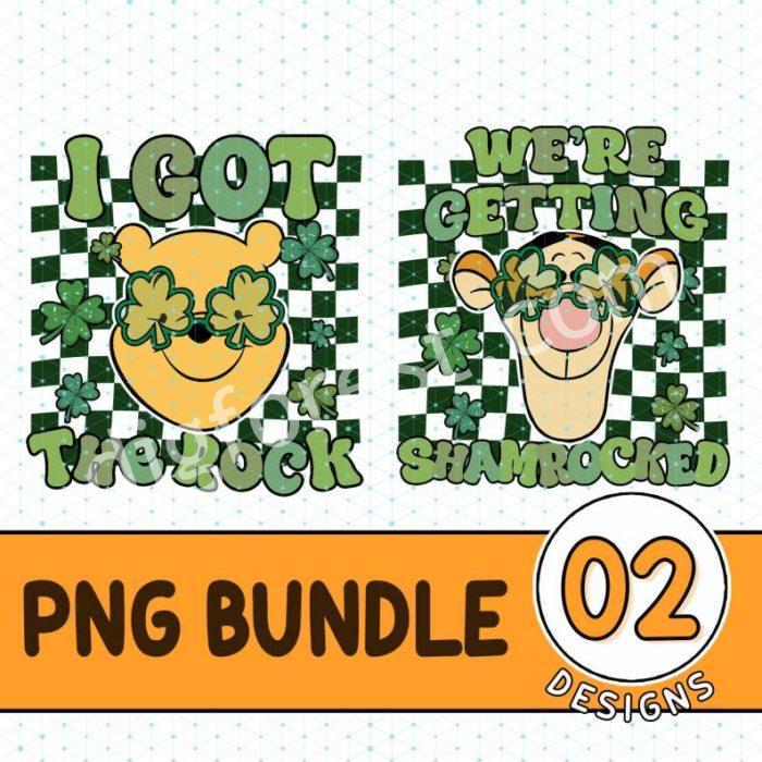 Disney Pooh Tigger St Patrick's Day Bundle, Pooh Patricks Day Png, I Got The Rock, We're Getting Shamrocked, Disneyland Patricks Day Irish Shirt