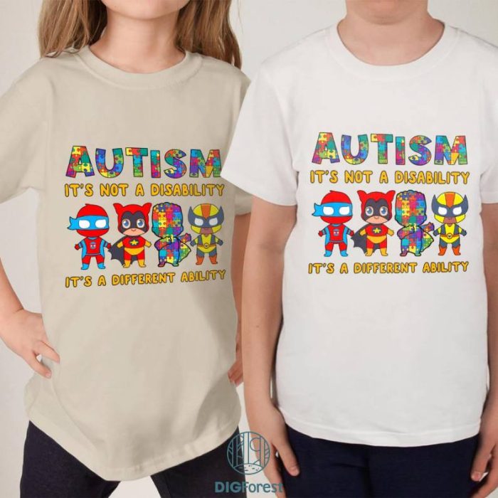 Pretty Superhero Autism It's Not A Disability It's A Different Ability Shirt, Puzzle Piece Autism Shirt, Autism Kids Shirt, Autism Superhero Shirt