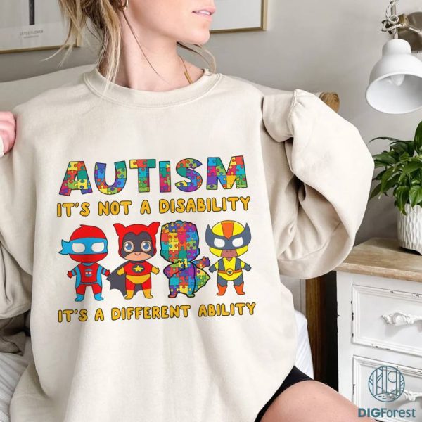 Pretty Superhero Autism It's Not A Disability It's A Different Ability Shirt, Puzzle Piece Autism Shirt, Autism Kids Shirt, Autism Superhero Shirt