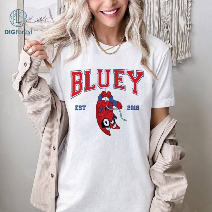 Bluey Spiderman Brave Strong Loved Shirt | Bluey Spider Man Shirt | Bluey And Bingo Shirt | Bluey Family Shirt | Blue Dog Shirt