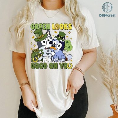 Bluey Happy St Patrick's Day PNG, Bluey Muffin Patrick's Day, Green Looks Good On You, Bluey Four Leaf Clover Shamrock Tee Paddy's Day Tee Bluey Happy St Patrick's Day PNG, Bluey Muffin Patrick's Day, Green Looks Good On You, Bluey Four Leaf Clover Shamrock Tee Paddy's Day Tee
