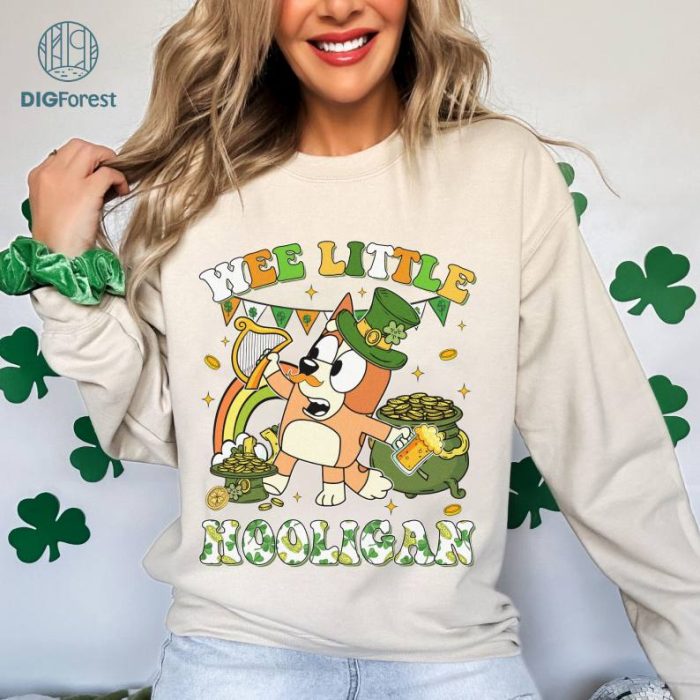 Bluey Happy St Patrick's Day PNG, Bluey Bingo Patrick's Day, Bluey Family Irish Shirt, Bluey Four Leaf Clover Shamrock Tee Paddy's Day Tee