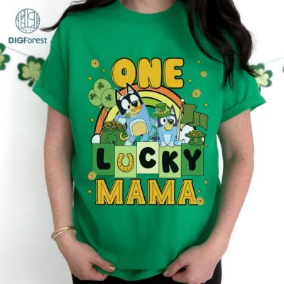 Bluey Happy St Patrick's Day PNG, Bluey Bingo Patrick's Day, Bluey Family Irish Shirt, Bluey Four Leaf Clover Shamrock Tee Paddy's Day Tee