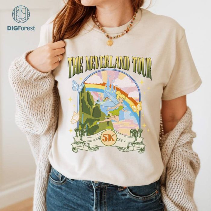 Rundisney The Neverland Tour 5K Shirt | Marathon Weekend 2024 Shirt | Disney Peter Pan Tinker Bell Runner Shirt | Springtime Surprise