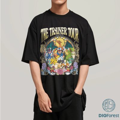 Vintage Pocket Monsters The Trainer Tour Shirt | Ash Ketchum Pokeball Trainer Tee | Pikachu Bulbasaur Squirtle Shirt | Anime Characters Shirt