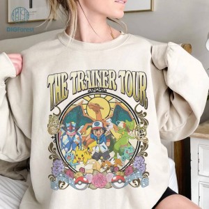 Vintage Pocket Monsters The Trainer Tour Shirt | Ash Ketchum Pokeball Trainer Shirt | Anime Characters Shirt | Pikachu Bulbasaur Squirtle