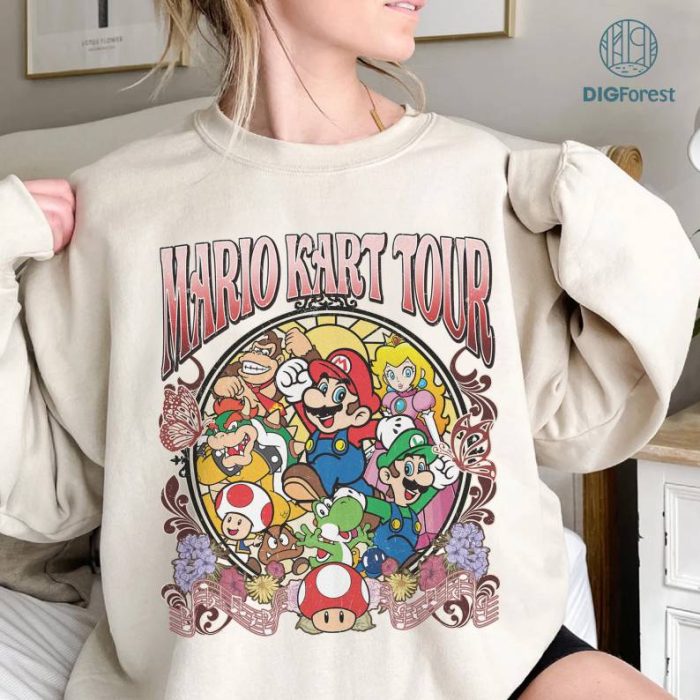 Vintage Mario Kart Tour Shirt | Super Mario Princess Shirt | Mario Kart Road Trip Shirt | Super Mario Birthday Tshirt | Video Games Shirt