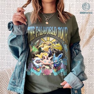 The Palworld Tour Retro Rock Style Shirt, Palworld Shirt, Chikipi Grizzbolt Shirt, Video Game Shirt, Palworld Survival Game Shirt