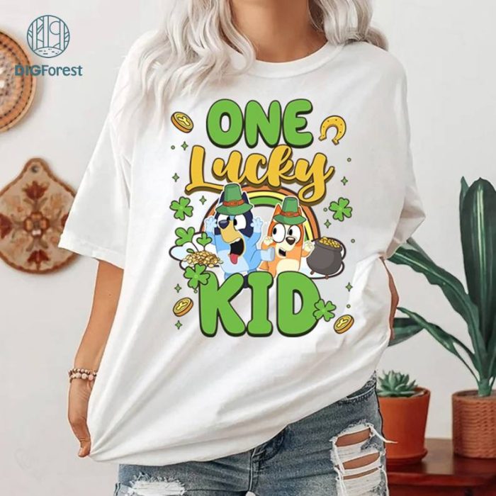 Bluey Happy St Patrick's Day Shirt, Bluey Bingo Patrick's Day, Bluey Family Irish Shirt, Bluey Four Leaf Clover Shamrock Tee Paddy's Day Tee