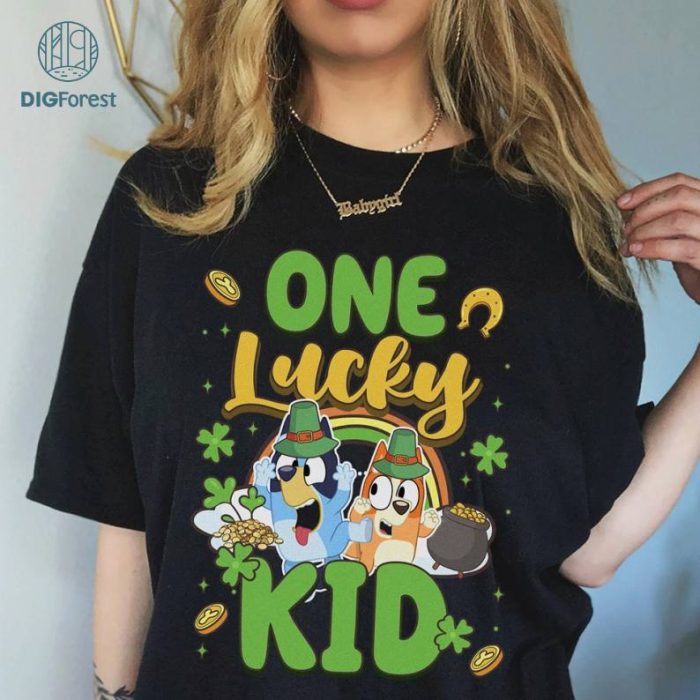 Bluey Happy St Patrick's Day Shirt, Bluey Bingo Patrick's Day, Bluey Family Irish Shirt, Bluey Four Leaf Clover Shamrock Tee Paddy's Day Tee