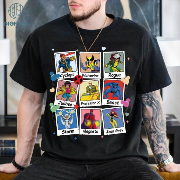 X-men Polaroid Portrait PNG, Storm Jean Grey Wolverine Cyclops Shirt, X-men Shirt, Superhero Shirt, Birthday Gifts