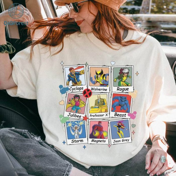 X-men Polaroid Portrait PNG, Storm Jean Grey Wolverine Cyclops Shirt, X-men Shirt, Superhero Shirt, Birthday Gifts