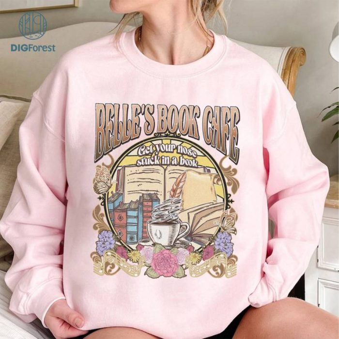 Disney Belle's Book Cafe Shirt | Tale As Old As Time | Belle Princess Shirt | Beauty And The Beast Shirt | Get Your Nose Stuck In A Book