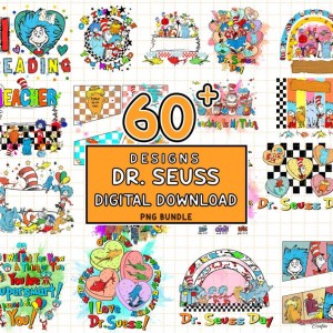Dr. Seuss 60+ Png Bundle, Dr. Seuss Day PNG bundle, Read Across America, Teacher PNG, Dr. Seuss Png Download, Dr. Seuss Png Sublimation