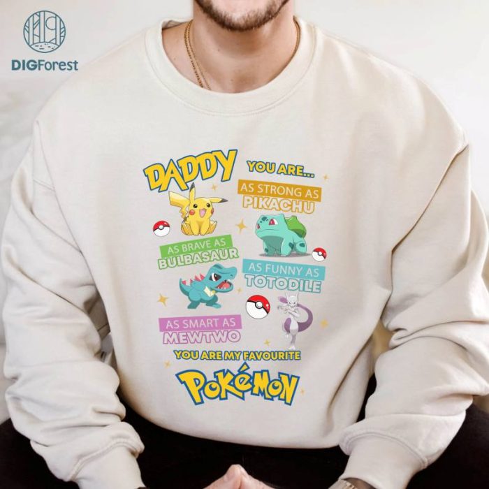 Pokemon Dad Father's Day PNG, Pokeball Dad Shirt | Daddy You’re My Superhero | Charmander Pikachu Dad Shirt Anime Game Father's Day Shirt