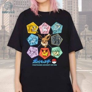 Pokemon Eevee Evolutions Funny T-shirt Kawaii Shirt Espeon Umbreon Lover Eevee Radiance Tee Anime Shirt Gifts