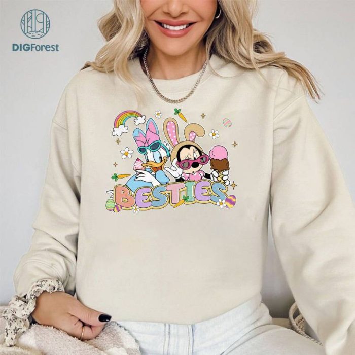 Disney Minnie Daisy Besties Happy Easter 2024 shirt, DisneyWorld Disneyland Easter squad Family Group shirts, Best friends Family matching shirt