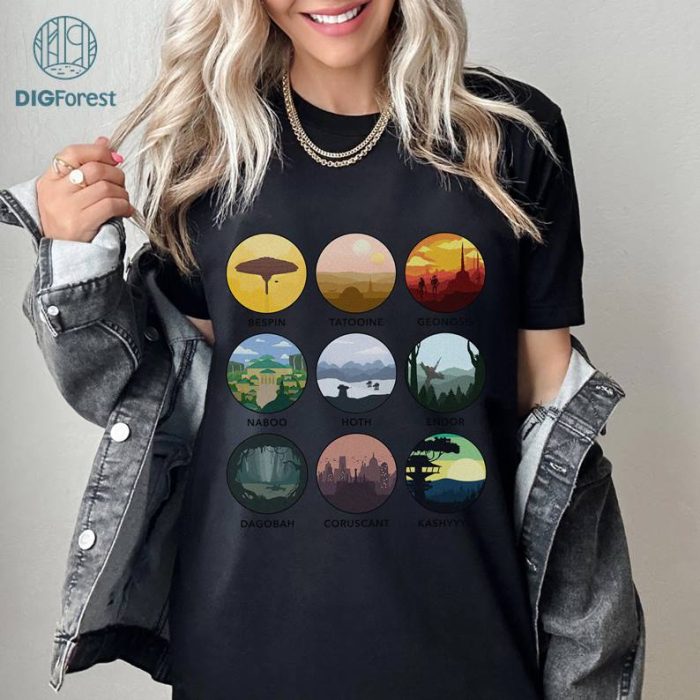 Star Wars Planets Simple Sweatshirt, Star Wars Planets Simple Shirt, Galaxy Edge T-Shirt, Star Wars Gift Shirt, Retro Star Wars Shirt, Star Wars Planets Tee, Tatooine Endor