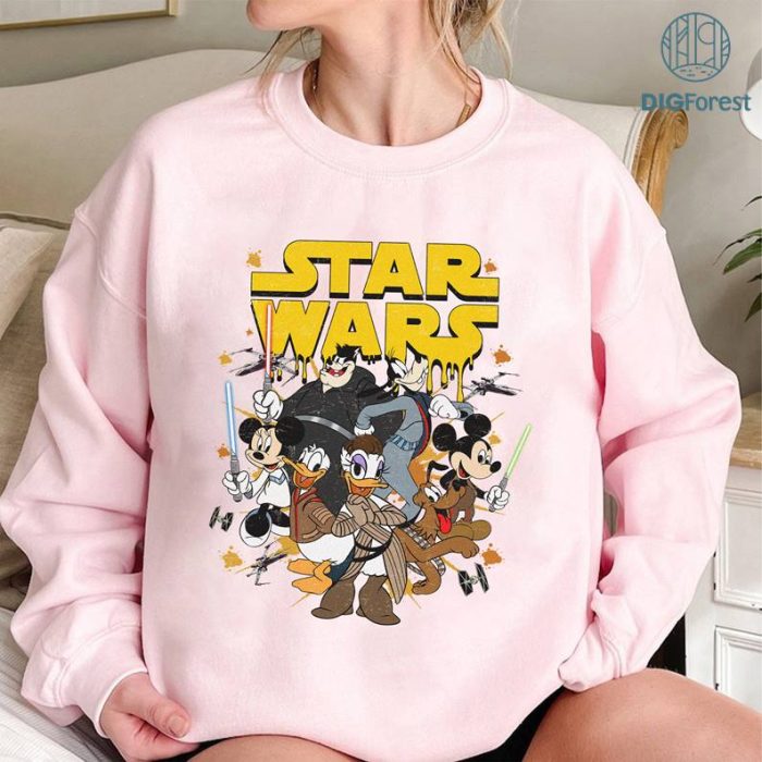 Disney Starwars Mickey And Friends Cosplay PNG, Starwars Vintage Shirt, Disneyland Vacation Sweatshirt, Birthday Shirt, Starwars Movie Shirt