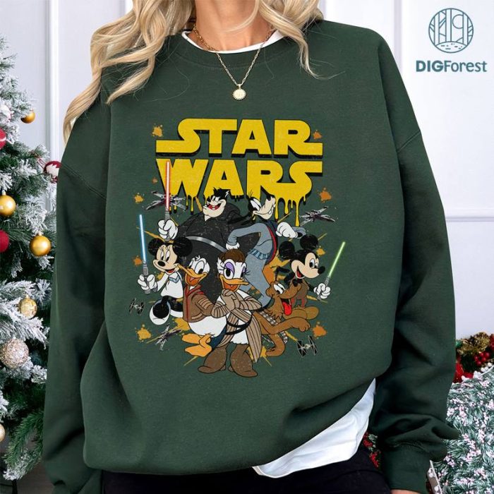 Disney Starwars Mickey And Friends Cosplay PNG, Starwars Vintage Shirt, Disneyland Vacation Sweatshirt, Birthday Shirt, Starwars Movie Shirt