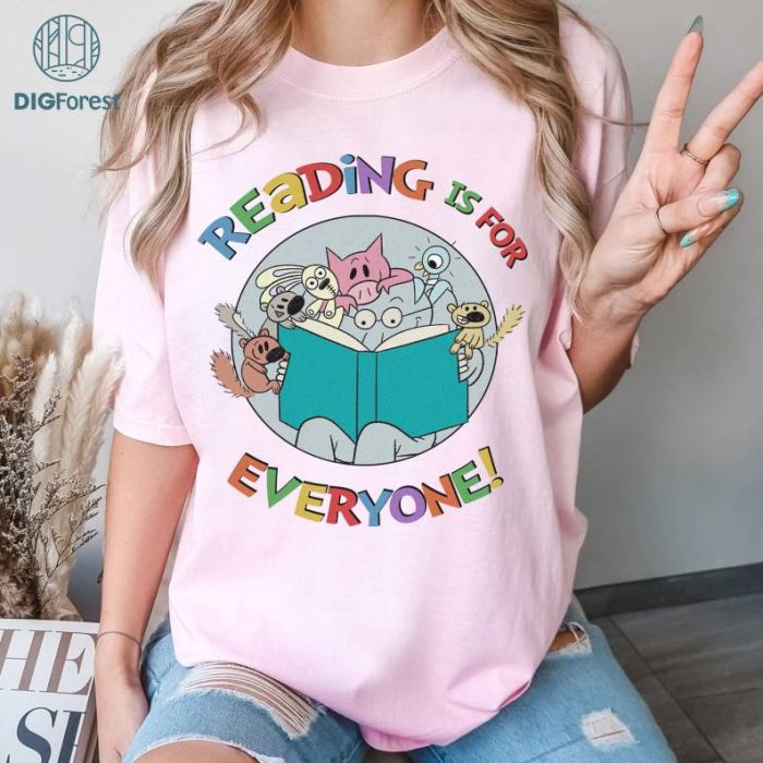 Reading Is For Everyone Shirt, Piggie Elephant Pigeons Png, Read More Book Png, Gifts For Book Lovers, Book Lover Gift, Good Day To Read Png