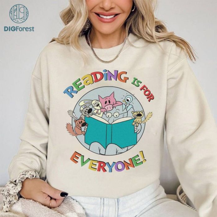 Reading Is For Everyone Shirt, Piggie Elephant Pigeons Png, Read More Book Png, Gifts For Book Lovers, Book Lover Gift, Good Day To Read Png