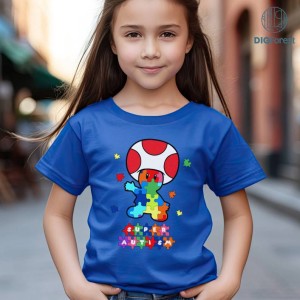 Super Mario Png | Super Autism | Mario Luigi Tee | Autism Awareness | Mario Blue Day Design Png | Instant Download