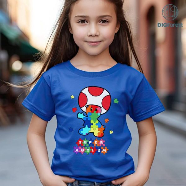 Super Mario Png | Super Autism | Mario Luigi Tee | Autism Awareness | Mario Blue Day Design Png | Instant Download