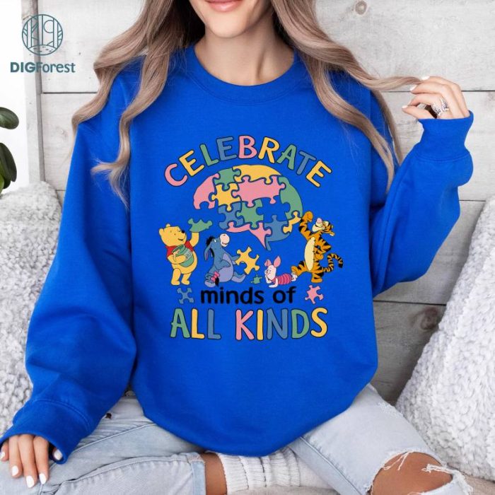 Disney Celebrate Minds of All Kinds, Pooh and Friends Autism Awareness Shirt, Neurodiversity Shirt, Autism Awareness Shirt, Autism Acceptance