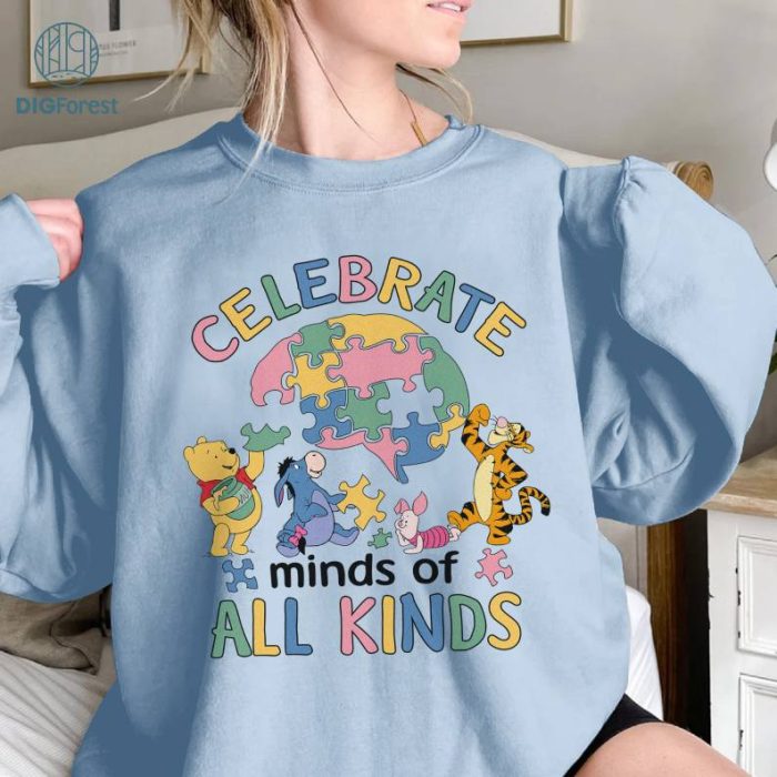 Disney Celebrate Minds of All Kinds, Pooh and Friends Autism Awareness Shirt, Neurodiversity Shirt, Autism Awareness Shirt, Autism Acceptance