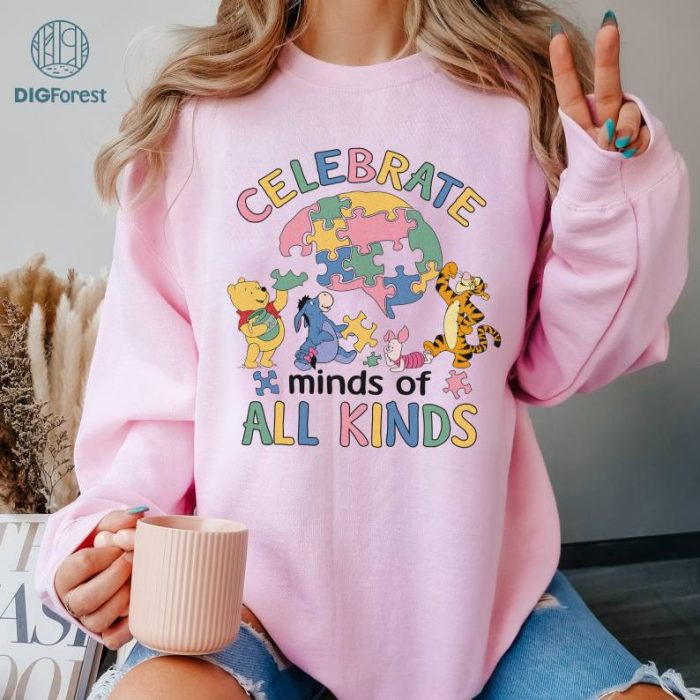 Disney Celebrate Minds of All Kinds, Pooh and Friends Autism Awareness Shirt, Neurodiversity Shirt, Autism Awareness Shirt, Autism Acceptance