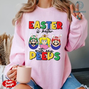 Super Mario Easter Is Better With My Peeps Shirt, Mario Bros Easter Png, Funny Easter Png Download, Mario Peach Luigi, Mario Easter Eggs Png